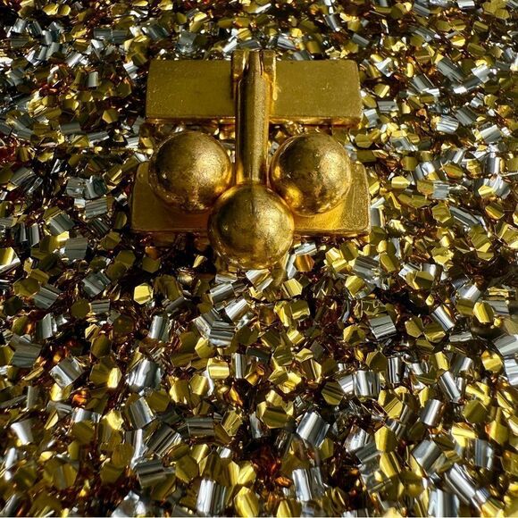 EDIE PARKER ACRYLIC CLUTCH – GOLD CONFETTI & RAINBOW STRIPE | HANDMADE | RARE - Picture 15 of 17